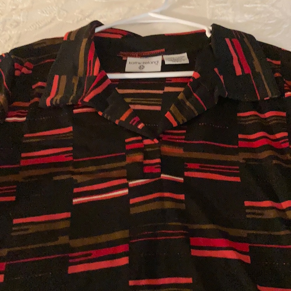 Kathy Ireland Collared Knit Top Size XL